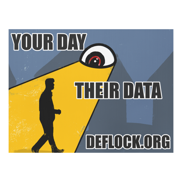 Your Day, Their Data -  deflock.me Yard sign