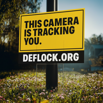 This Camera is Tracking You - deflock.me Yard sign