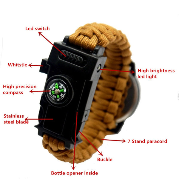 Outdoor Multi function Camping Survival Watch Bracelet Tools With LED Light by VistaShops - Proud Libertarian - VistaShops
