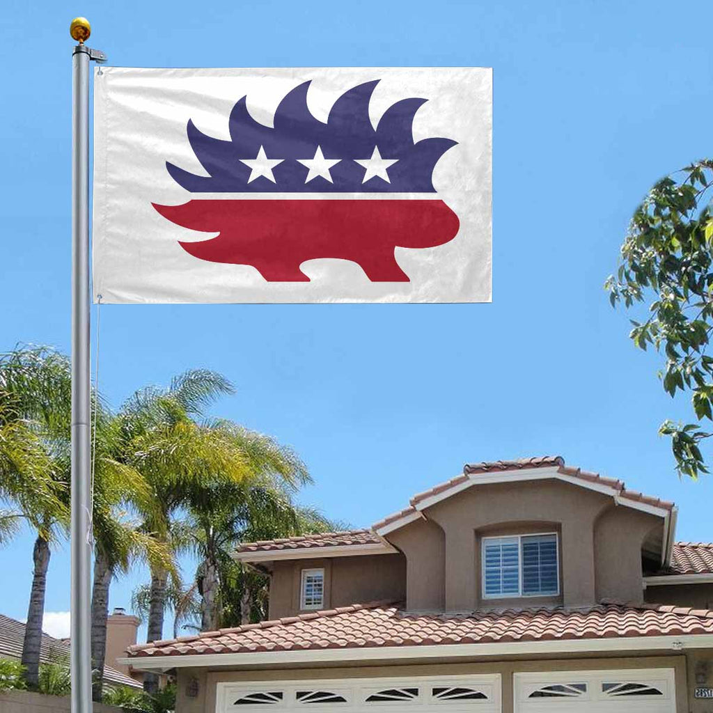 Red White and Blue Porcupine Single-Sided Flag(4 x 6)(One Side) - Proud Libertarian - Proud Libertarian