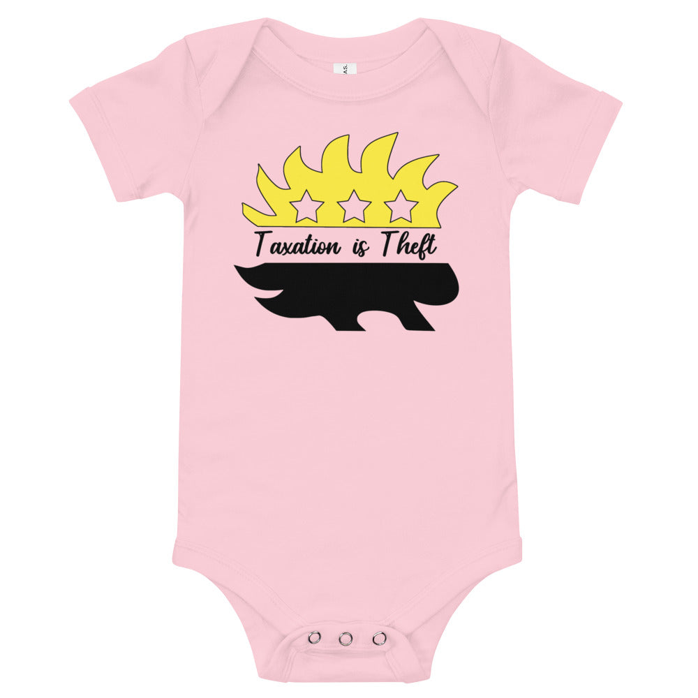 Taxation is Theft Porcupine Baby short sleeve one piece - Proud Libertarian - Rachael Revolution