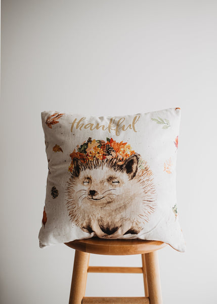 Thankful Hedgehog Pillow Cover | 16x16 Throw Pillow Thanksgiving Décor | Farmhouse Pillows | Country Decor | Fall Throw Pillows | Gift by UniikPillows - Proud Libertarian - UniikPillows