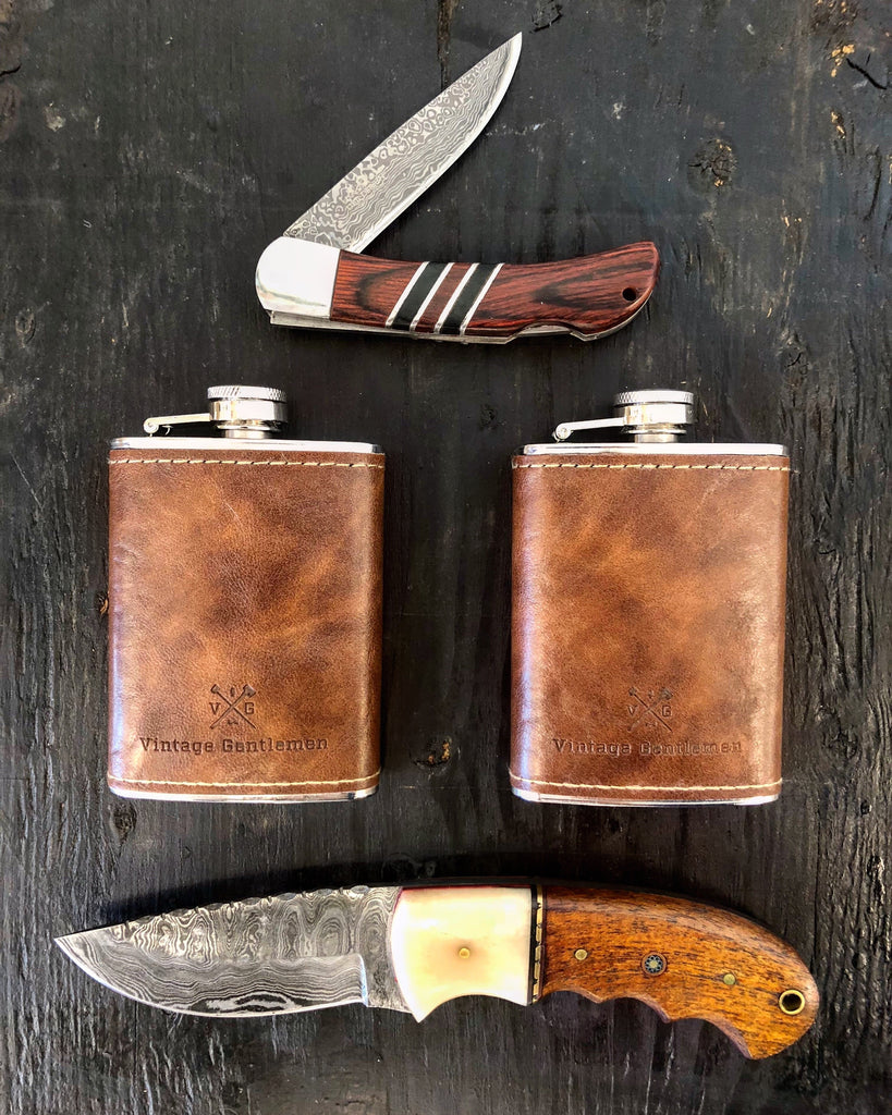 Leather Wrapped VG Stainless Steel Flask by Vintage Gentlemen - Proud Libertarian - Vintage Gentlemen