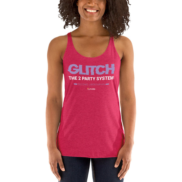 Glitch the Two Party System - Women's Racerback Tank - Proud Libertarian - Pirate Smile