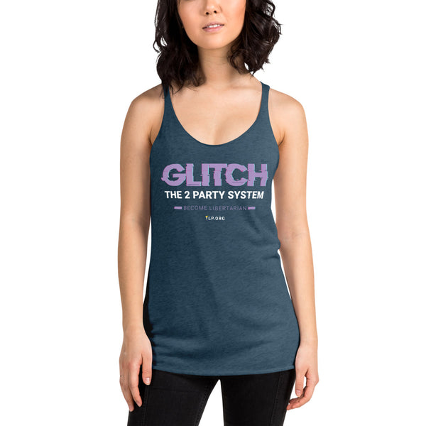 Glitch the Two Party System - Women's Racerback Tank - Proud Libertarian - Pirate Smile