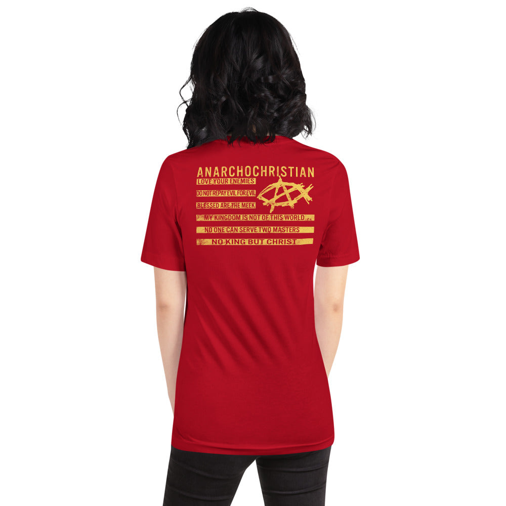 Anarchochristian Flag Shirt (Print on Back) Short-Sleeve Unisex T-Shirt - Proud Libertarian - AnarchoChristian