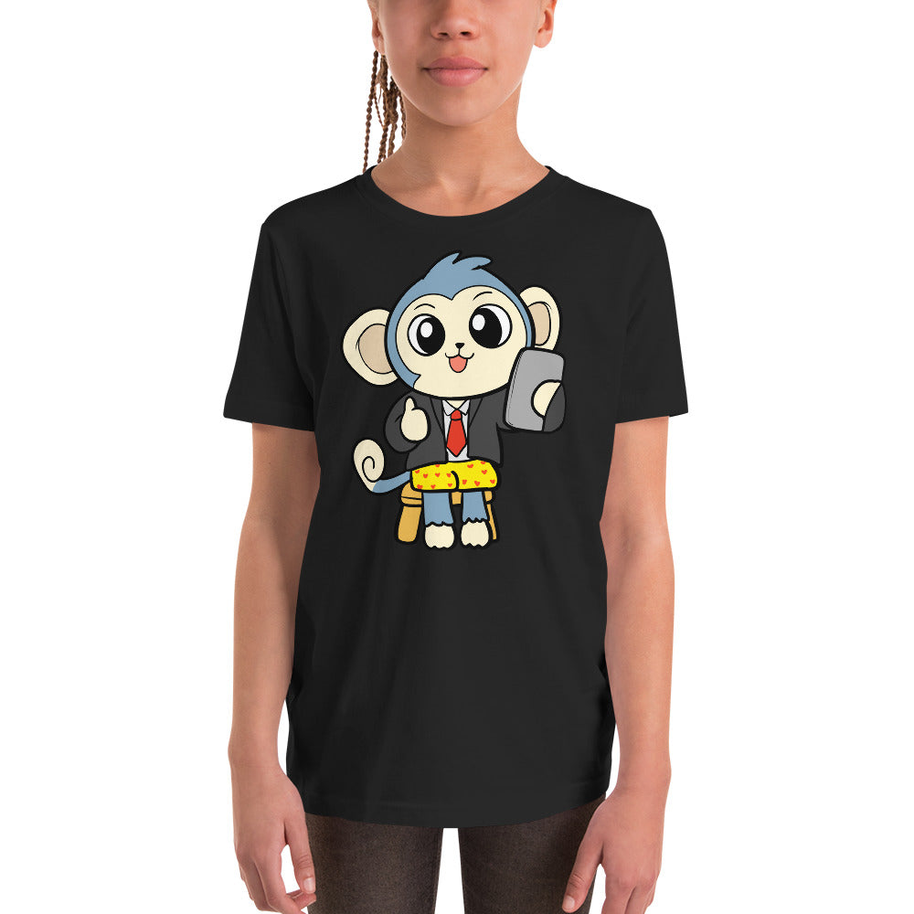 Liberty at Home (schooling) Cartoon Monkey Youth Short Sleeve T-Shirt - Proud Libertarian - Cartoons of Liberty